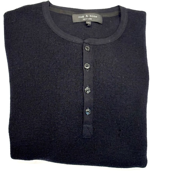 RAG & BONE Bennet Merino Wool Sweater Henley XL black - Picture 6 of 9